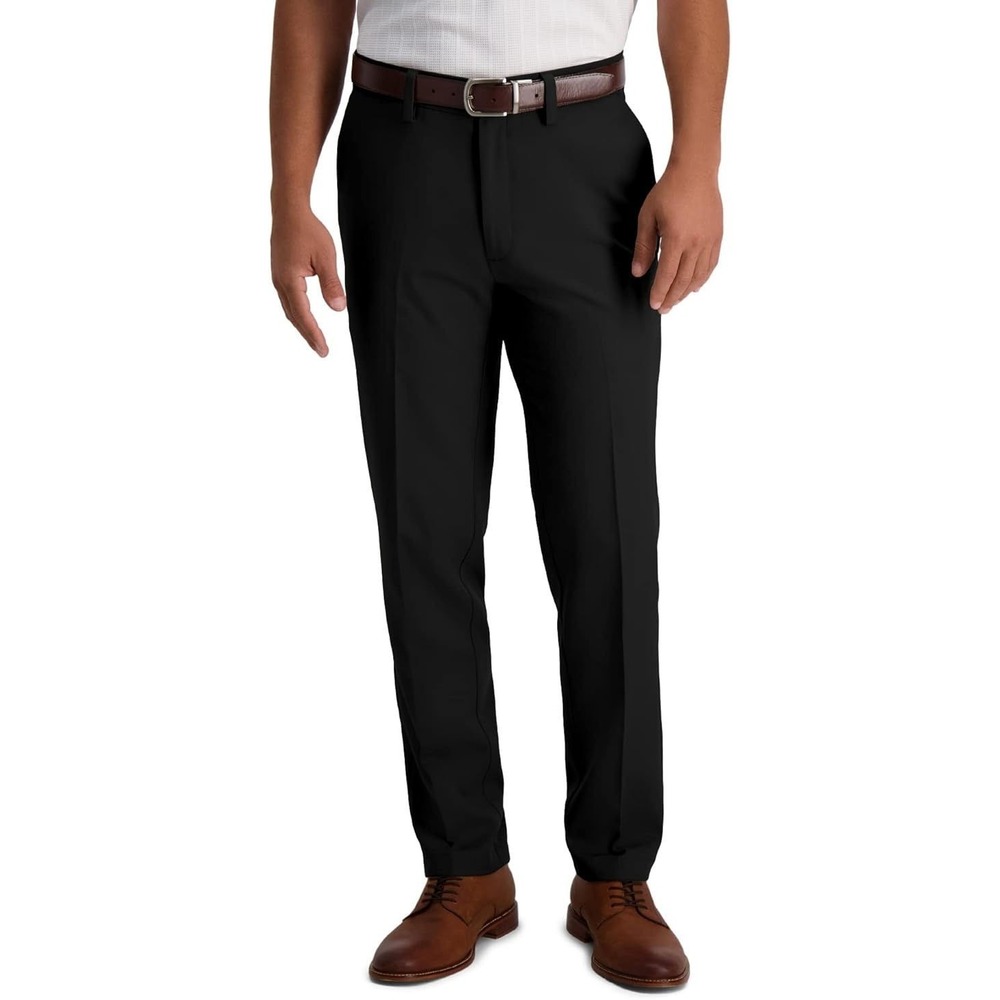 Haggar Men's Cool 18 Pro Slim Fit Flat Front Super Flex Waist Pants Black 29x32